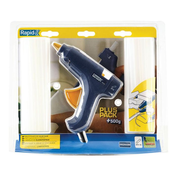 Rapid 40303076 Pistola Pegamento por Fusión EG111 Barras Ø12mm con 500g Cola Multiusos - Calentamiento 10 min, Reparaciones Hogar 1 Rapid 40303076 Pistola Pegamento por Fusión EG111 Barras Ø12mm con 500g Cola Multiusos - Calentamiento 10 min, Reparaciones Hogar 1