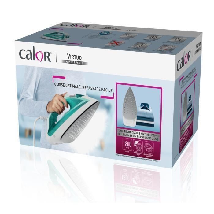 Calor FV1710C0 Vapor Iron, 1800 W, flujo de vapor de 24 g/min, presionando 80 g/min, desfiguración vertical, virtuo, azul/verde 4