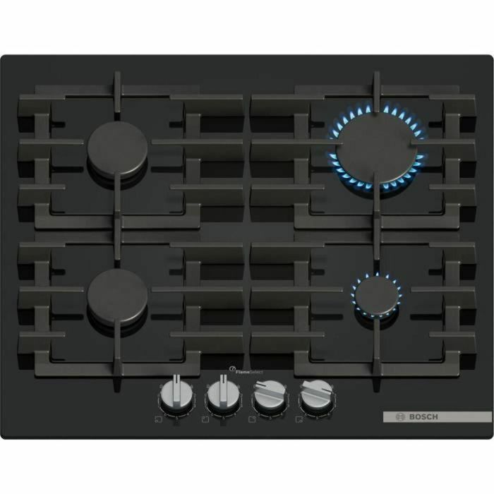 Bosch PPP6A6I40 Placa de Gas Serie 6, 4 Quemadores, 52x59x4.5 cm, Negra