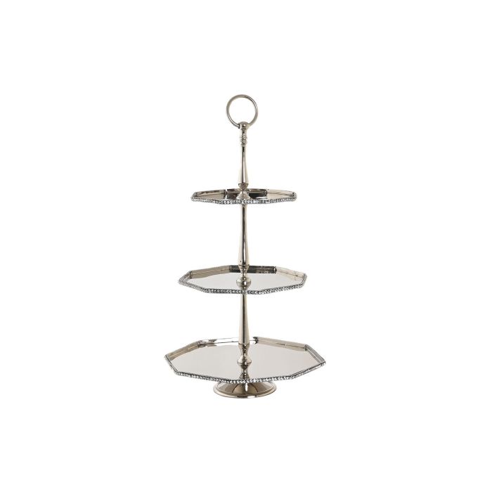 DKD Home Decor Centro de Mesa Tradicional de Aluminio Plateado Desmontable 28x28x47 cm
