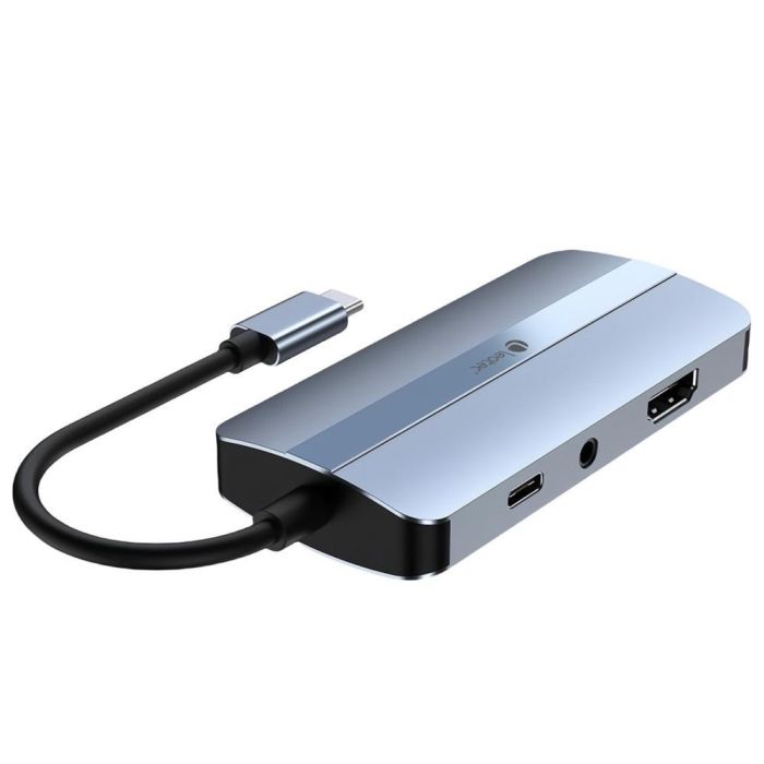 Leotec LEDS04 Docking Station 7 en 1 Base para Portátil Replicador USB-C 3.2 Gen 1 Gris con Audio 3.5mm 1