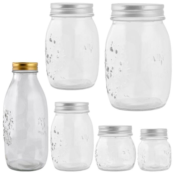 Day Botella 1 L Cristal con Dibujos en Relieve y Tapa Metal 23x9 cm 2