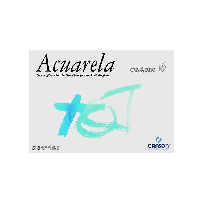 Bloc De Dibujo Guarro-Canson Acuarela Encolado Grano Fino 325 X 460 Mm 240G 20H (Set de 5)