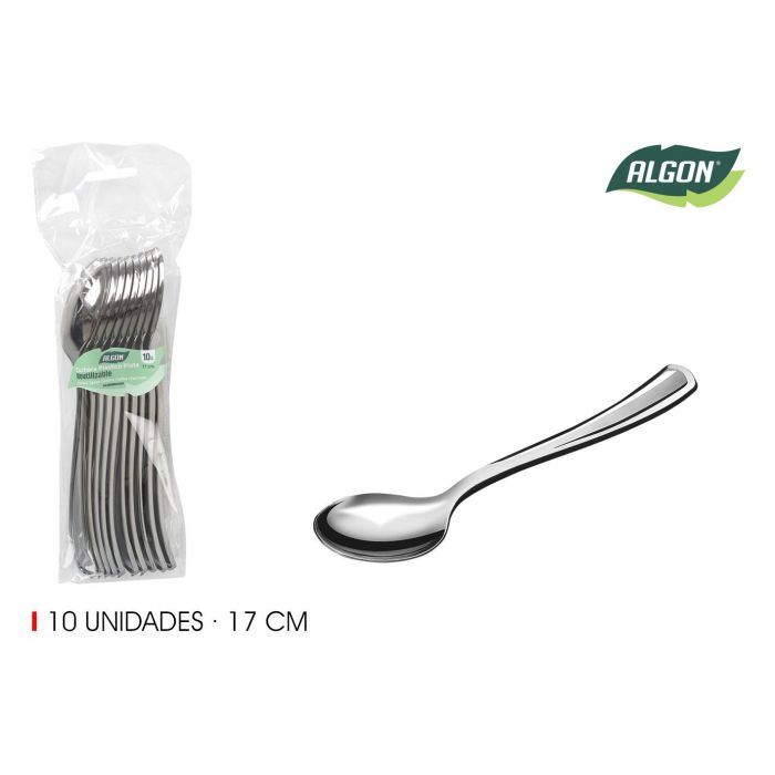 Set de 10 cucharas grandes de plata Algon 17 cm (24 Unidades) Set de 10 cucharas grandes de plata Algon 17 cm (24 Unidades)