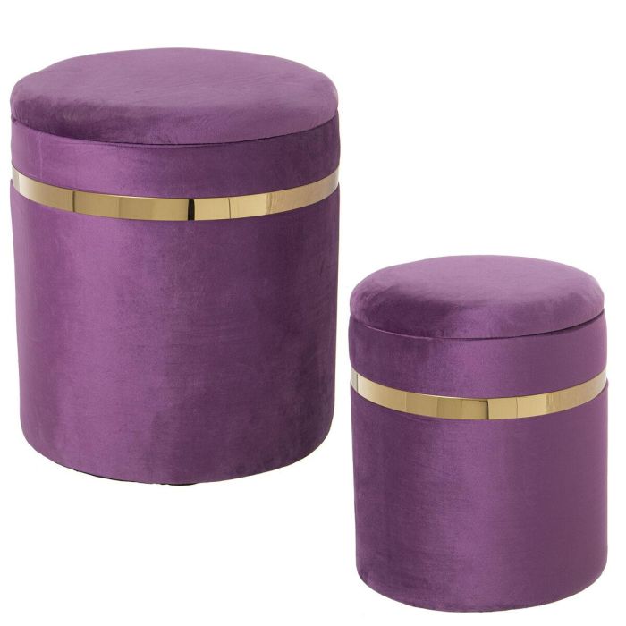 Puff Alexandra House Living Violeta Dorado Terciopelo Madera Set 2 Piezas Puff Alexandra House Living Violeta Dorado Terciopelo Madera Set 2 Piezas