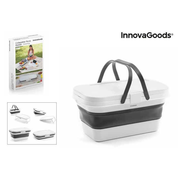 Cesta de Picnic Plegable con Tapa-Mesa Pickning InnovaGoods Cesta de Picnic Plegable con Tapa-Mesa Pickning InnovaGoods