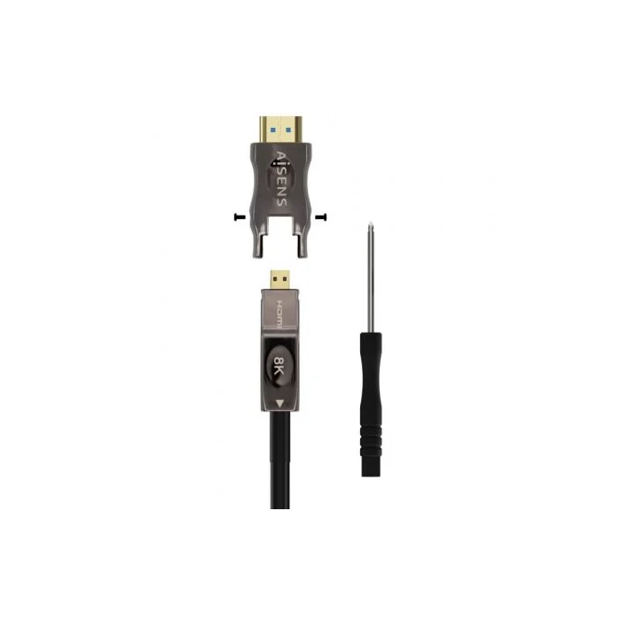 AISENS CABLE HDMI V2.1 AOC DESMONTABLE ULTRA ALTA VELOCIDAD / HEC 8K@60HZ 4K@120HZ 4:4:4 48GBPS, A/M-D/A/M, NEGRO, 50M 2 AISENS CABLE HDMI V2.1 AOC DESMONTABLE ULTRA ALTA VELOCIDAD / HEC 8K@60HZ 4K@120HZ 4:4:4 48GBPS, A/M-D/A/M, NEGRO, 50M 2