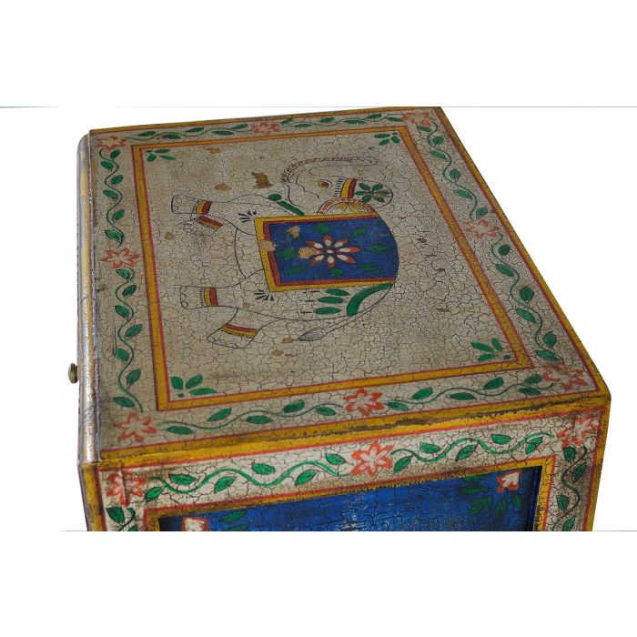 GINER Y COLOMER Mesita de Noche de Madera de Mango Multicolor con Puerta y Cajón 4