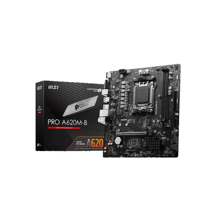 Placa MSI Pro A620M-B,Amd,Am4,A520,2Ddr4,128Gb,Vga+Hdmi,2.5Gblan,4Sata3+1Xm.2,6Usb3.2,Matx