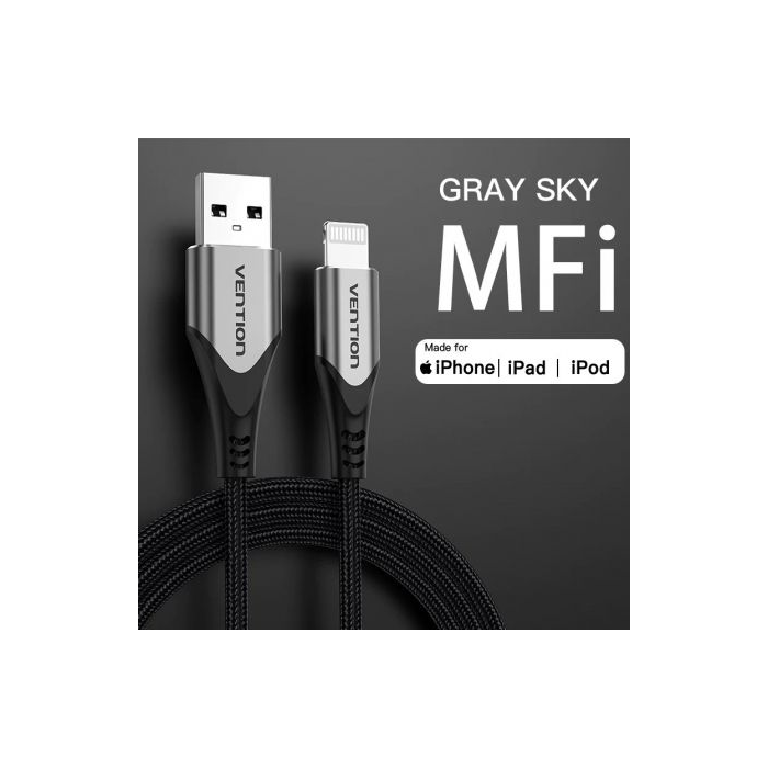 Cable USB 2.0 Lightning Vention LABHG/ USB Macho - Lightning Macho/ 1.5m/ Gris 1 Cable USB 2.0 Lightning Vention LABHG/ USB Macho - Lightning Macho/ 1.5m/ Gris 1