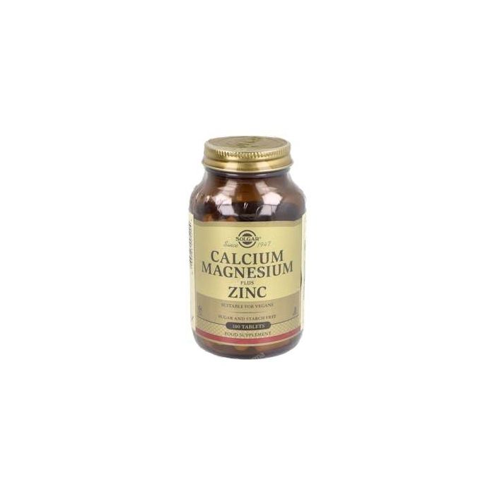 SOLGAR Calcio Magnesio Plus Zinc 100 comprimidos para huesos, dientes y músculos, apto para veganos