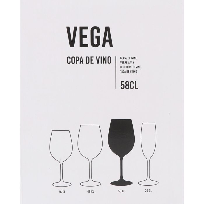Inde - Copa de Vino Vega, 580 ml / 58 cl, Cristal, Diámetro 7.5 cm x Altura 23 cm, Peso 240 g (24 Unidades)