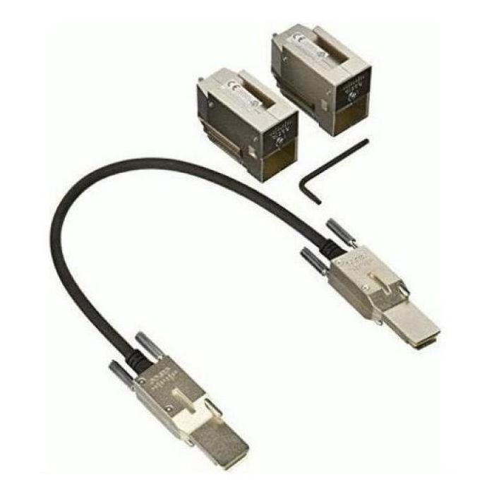 Cisco C9200L-STACK-KIT= Catalyst 9200L Kit de Apilamiento de 0.48m para Switch, Conectores Macho, Negro/Gris