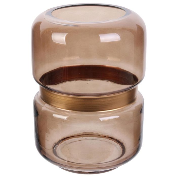 Home Deco Factory Jarrón Marrón-Dorado Vidrio Altura 20,5 cm 2