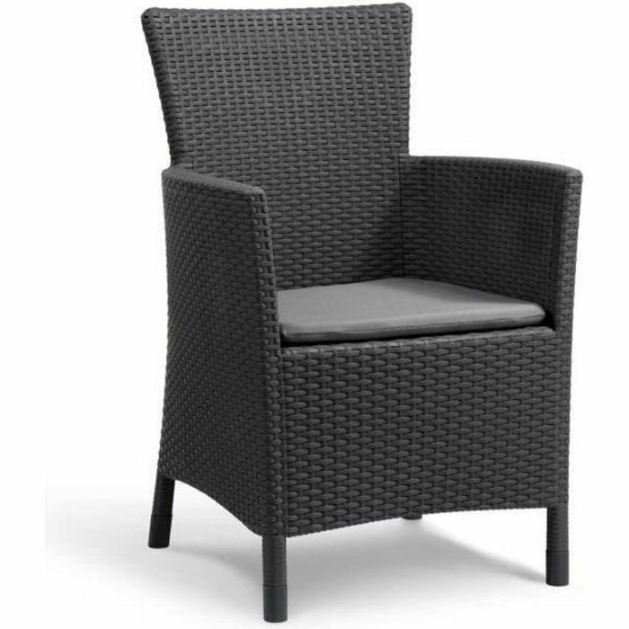 ALLIBERT by KETER Sillón de Jardín para Exterior IOWA Graphite Resina Trenzada Imitación Ratán con Cojín Gris de Poliéster 62x60x89 cm ALLIBERT by KETER Sillón de Jardín para Exterior IOWA Graphite Resina Trenzada Imitación Ratán con Cojín Gris de Poliéster 62x60x89 cm