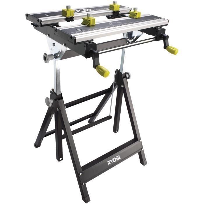 RYOBI Banco de trabajo plegable, ajustable y giratorio RWB03 con carga máxima de 100 kg RYOBI Banco de trabajo plegable, ajustable y giratorio RWB03 con carga máxima de 100 kg