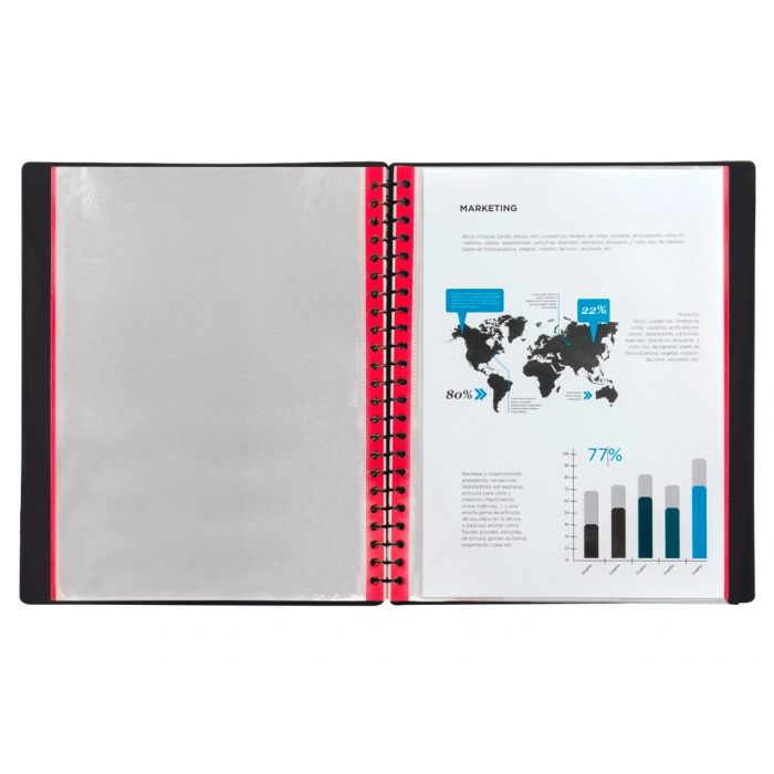 Liderpapel Recambio Funda Intercambiable DIN A4 Bordes Surtidos, 20 Fundas Extraíbles de 70 micras, Portada 700 micras, Negro, Bolsa 10 Unidades 5