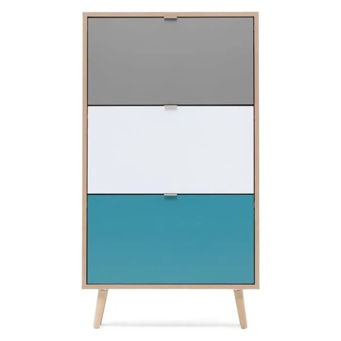 Finori CUBA Zapatero 18 pares - Roble Sonoma y Gris Claro - L 70 x P 24 x H 127 cm 1