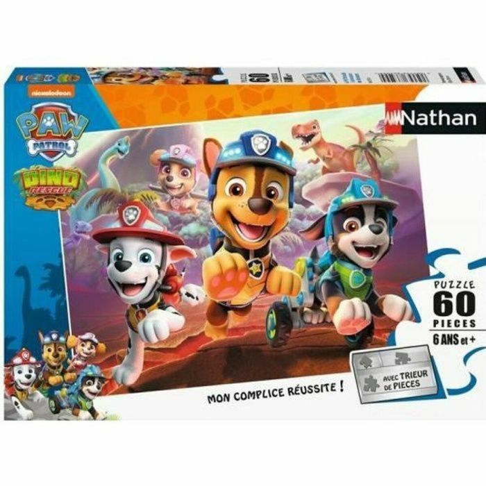 Nathan Puzzle Paw Patrol al rescate de los dinosaurios 60 piezas para niños a partir de 6 años Rompecabezas