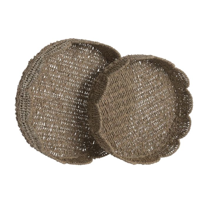 DKD Home Decor Bandeja Balines Seagrass y Metal Natural 45x45x12 cm Set 2 Unidades DKD Home Decor Bandeja Balines Seagrass y Metal Natural 45x45x12 cm Set 2 Unidades