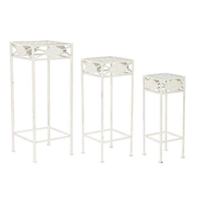 Mesita Auxiliar Terraza Y Jardin DKD Home Decor Blanco 30 x 70 x 30 cm Set de 3 Mesita Auxiliar Terraza Y Jardin DKD Home Decor Blanco 30 x 70 x 30 cm Set de 3
