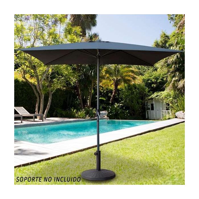 Parasol terraza 300 cm con chimenea y mástil de aluminio 4,8 cm color antracita 3 Parasol terraza 300 cm con chimenea y mástil de aluminio 4,8 cm color antracita 3