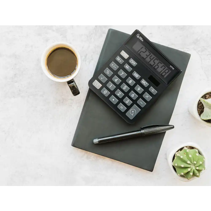 Liderpapel xf16 Calculadora Sobremesa 8 Dígitos Solar y Pilas Negro 127x105x24 mm 6