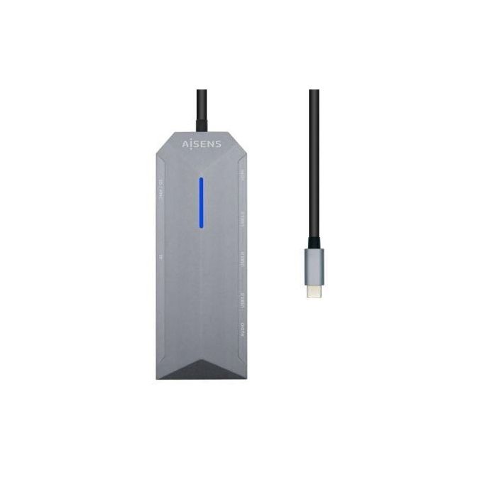 Aisens Dock Station USB-C 9 en 1 con HDMI, RJ45, 3 USB, PD 100W, Audio, SD, Micro SD - Gris 1