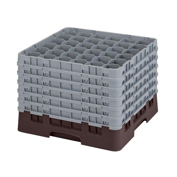 CAMBRO - 36S1214-167 - Cesta de lavado 36 comp. 6 alturas - 7,2 cm Ø máx. - alt. máx. 32,3 cm - 50 x 50 x 34,9 cm - Castaño