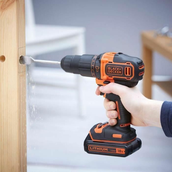 Black + Decker Taladro de impacto inalámbrico BDCHD18S32-QW 18 V con 1 batería de 1,5 Ah 6