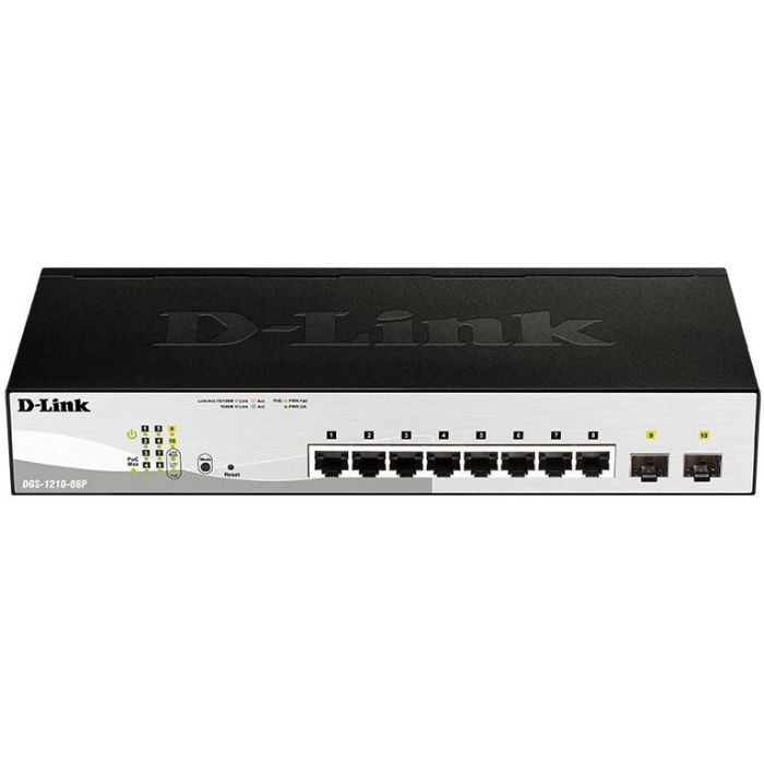 D-Link DGS-1210-08P/E Switch Gestionado 8 Puertos RJ45 Gigabit 10/100/1000 con PoE (802.3af/at 65W) y 2 Puertos SFP 0 D-Link DGS-1210-08P/E Switch Gestionado 8 Puertos RJ45 Gigabit 10/100/1000 con PoE (802.3af/at 65W) y 2 Puertos SFP 0