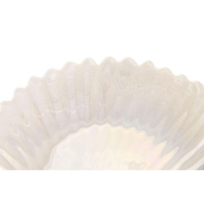 DKD Home Decor Hangzhou design 26a Bandeja Vaciabolsillos Mediterraneo Cristal Blanco 17 x 17 x 2.3 cm (6 Unidades)