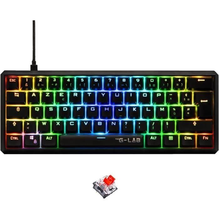 Teclado mecánico para juegos - THE G-LAB - KEYZ TALLIUM - Rojo