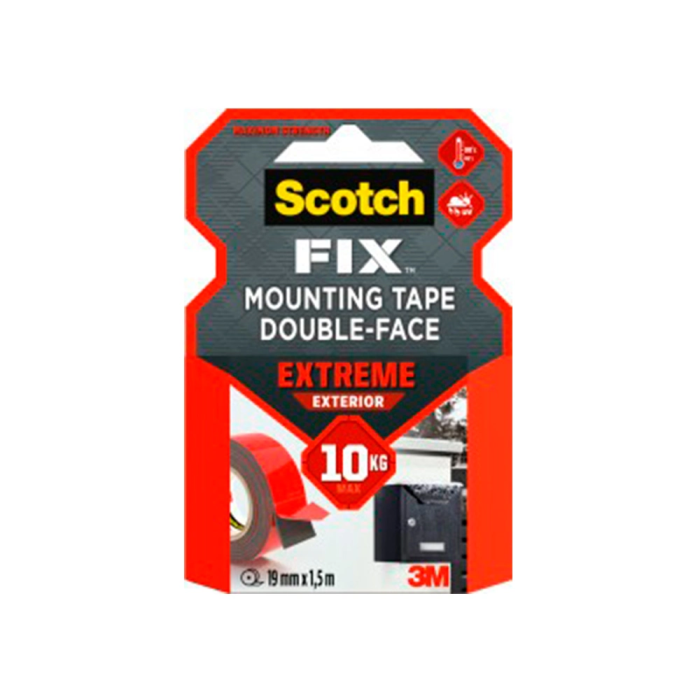 Scotch Cinta Doble Cara Montaje Extreme para Exteriores Máximo 10 kg 19mm x 1,5m 1