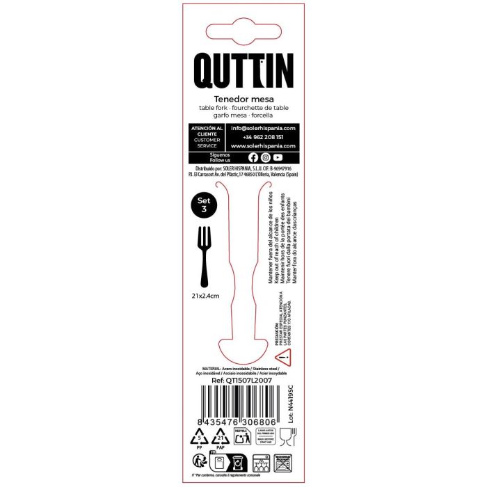 Inde - Set de 3 Tenedores de Mesa 'Louvre' 2 mm, 21 x 2.4 cm (12 Cajas) 3 Inde - Set de 3 Tenedores de Mesa 'Louvre' 2 mm, 21 x 2.4 cm (12 Cajas) 3