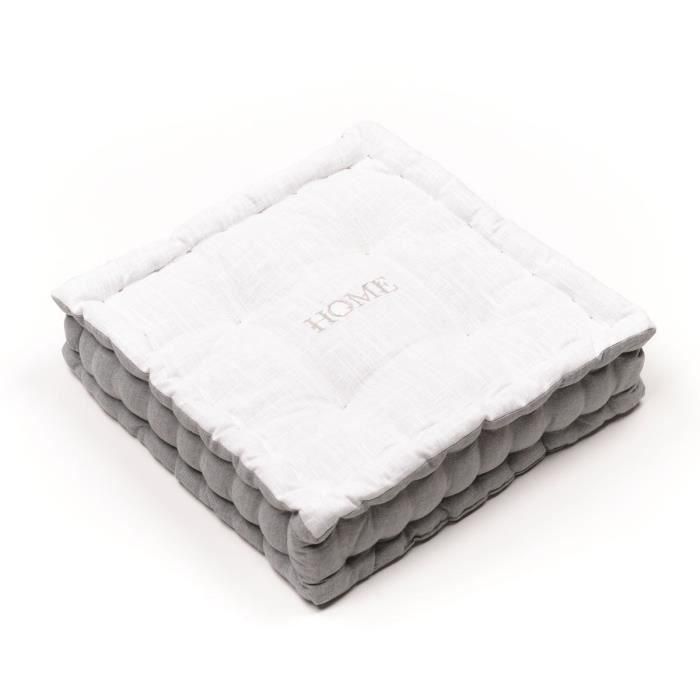 Today TOD1700239299636 Cojín de suelo CHARME, Slub, Chambray, Bordado Capucine, 40x40x10 cm 4