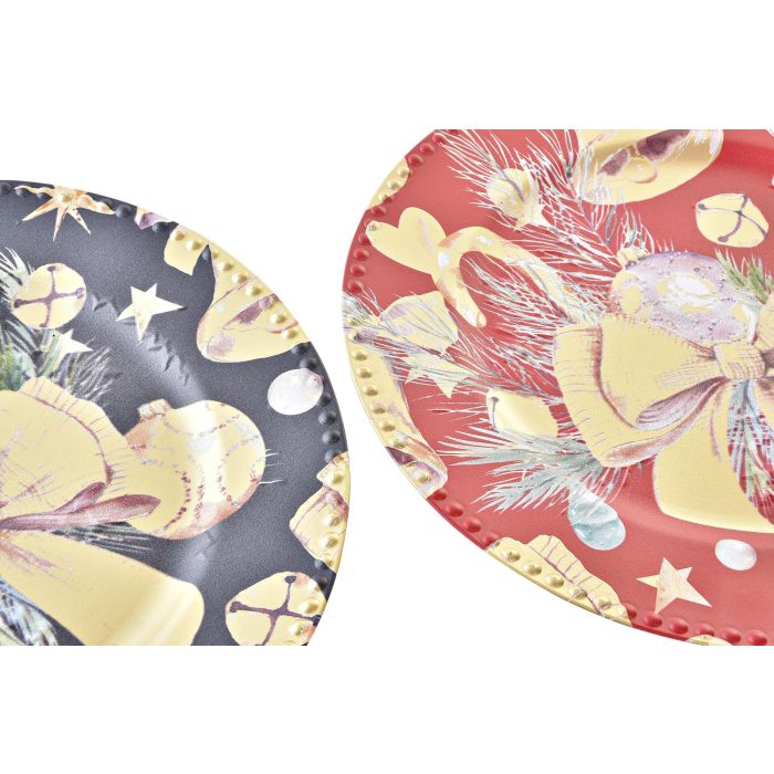 DKD Home Decor Centro de Mesa Navidad Moderna Negro Rojo 33 x 2 x 33 cm 1