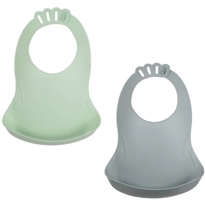 Thermobaby Set de 2 Baberos Bibou Verde Celadon - Charm Gris AAAMI10104 0 Thermobaby Set de 2 Baberos Bibou Verde Celadon - Charm Gris AAAMI10104 0