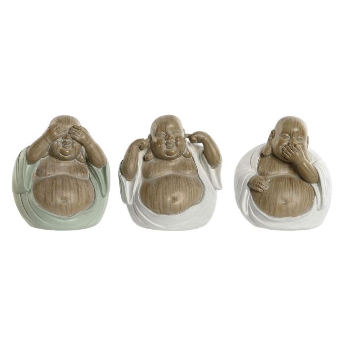 Figura Decorativa Home ESPRIT Blanco Verde Buda Oriental 10 x 9 x 10,5 cm (3 Unidades) Figura Decorativa Home ESPRIT Blanco Verde Buda Oriental 10 x 9 x 10,5 cm (3 Unidades)