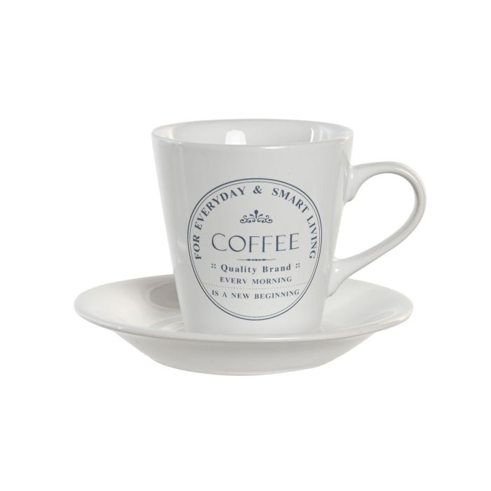 DKD Home Decor Tazas de Café Básicos de Gres 180ml, Set de 6 Piezas, Blanco 1