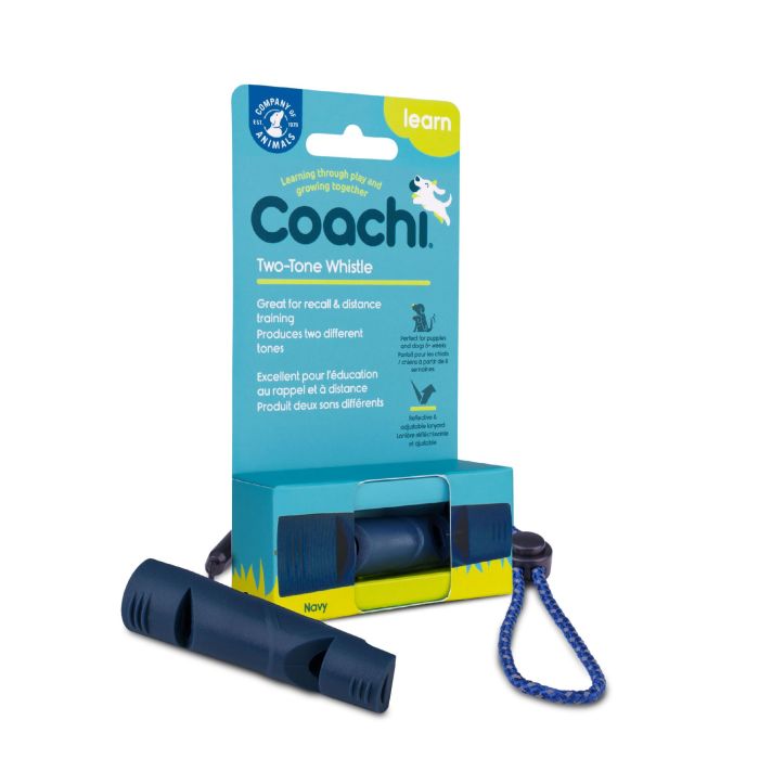 Coachi Silbato Dos Tonos para Adiestramiento y Llamada de Perros y Cachorros con Cordón Reflectante Ajustable Ligero Azul Oscuro 1