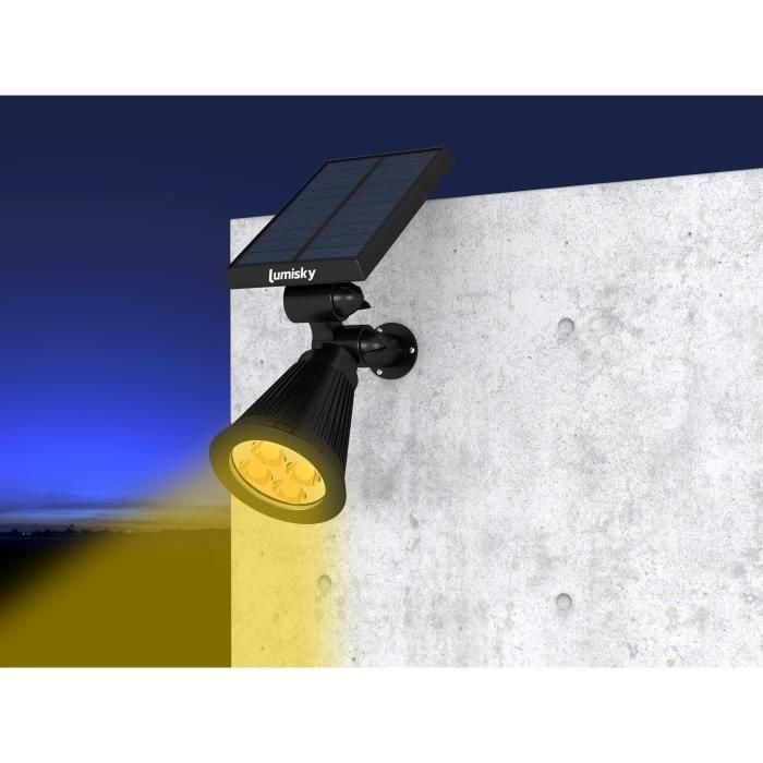 LUMI GARDEN Lote de 2 focos Foco LED de luz solar puntiagudo - Luz blanca cálida - 34 cm 3