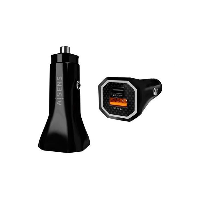 Aisens Cargador De Coche 38 W, 1Xusb-C Pd3.0, 20 W, 1Xusb-A Qc3.0 Negro Aisens Cargador De Coche 38 W, 1Xusb-C Pd3.0, 20 W, 1Xusb-A Qc3.0 Negro