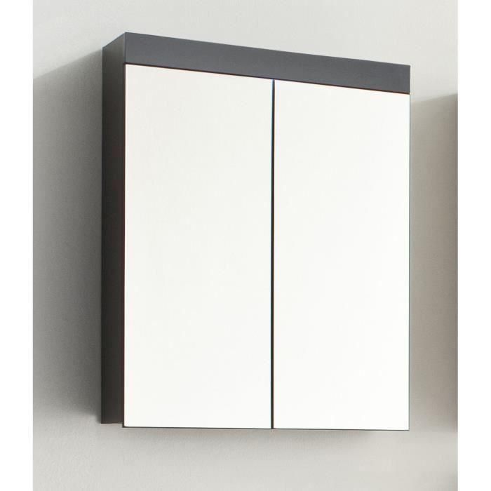 Trendteam Mueble de Baño Amanda con 2 Puertas Espejo y 2 Estantes Ajustables Colgante Gris Mate Melamina 60x17x77cm Trendteam Mueble de Baño Amanda con 2 Puertas Espejo y 2 Estantes Ajustables Colgante Gris Mate Melamina 60x17x77cm