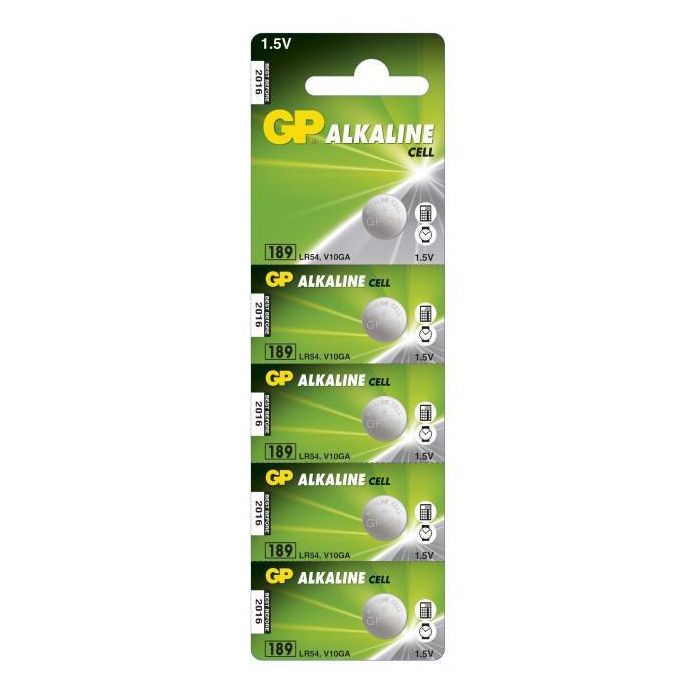 GP 189-C5 Pila Botón Alcalina 1,5V LR54 - Ideal para Calculadoras, Juguetes y Pequeños Dispositivos Electrónicos - Pack de 5 Unidades