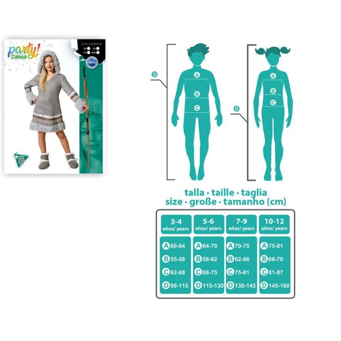 Disfraz Esquimal Gris Niña Infantil 7-9 Años 3 Disfraz Esquimal Gris Niña Infantil 7-9 Años 3