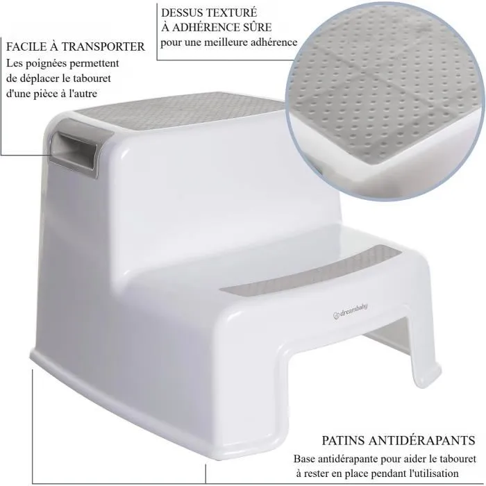 Dreambaby Taburete con Escalera Antideslizante y Texturizado DRE9312742406868 Gris y Negro Hasta 80kg 1