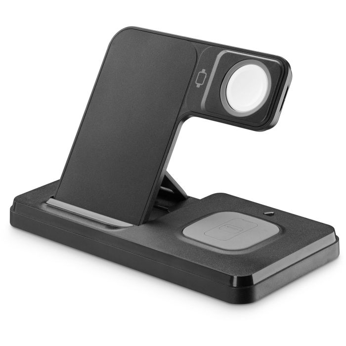 Cellular Line 8018080485701 - Cargador inalámbrico Triple 3 en 1 para Apple Watch/Teléfono, Negro, 18W USB-C