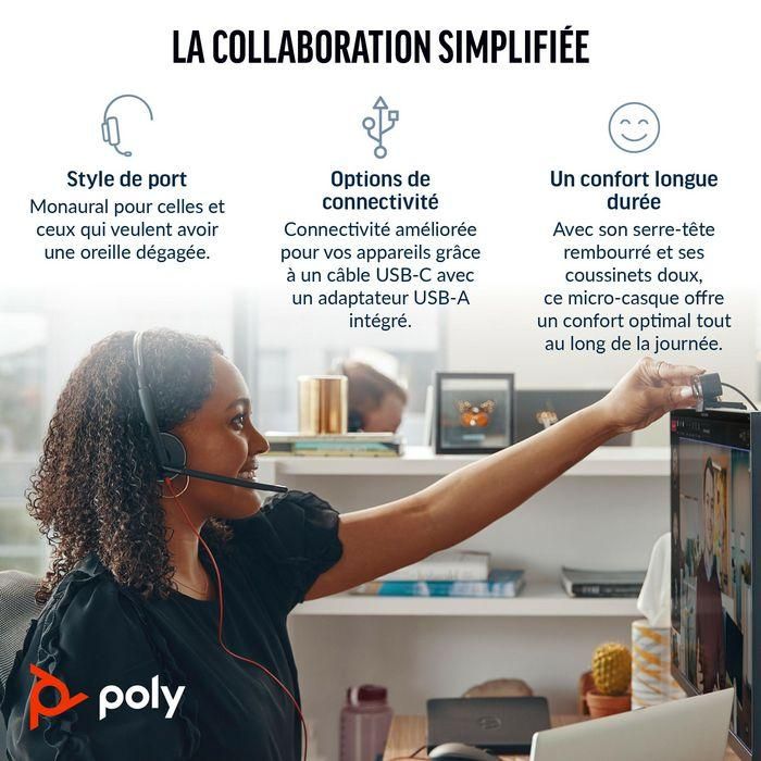 Poly Poly Blackwire 3310 Microsoft Teams Certified Headset +USB-C/A Adapter TAA 1 Poly Poly Blackwire 3310 Microsoft Teams Certified Headset +USB-C/A Adapter TAA 1