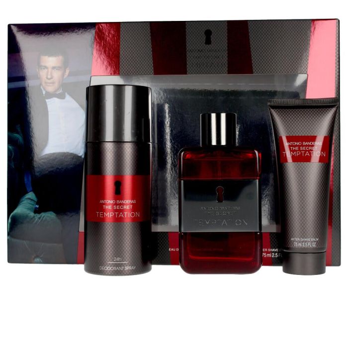 Antonio Banderas THE SECRET TEMPTATION LOTE 3 pz Eau de Toilette Vaporizador 100 ml, Bálsamo para después del afeitado 100 ml, Desodorante Vaporizador 150 ml 1